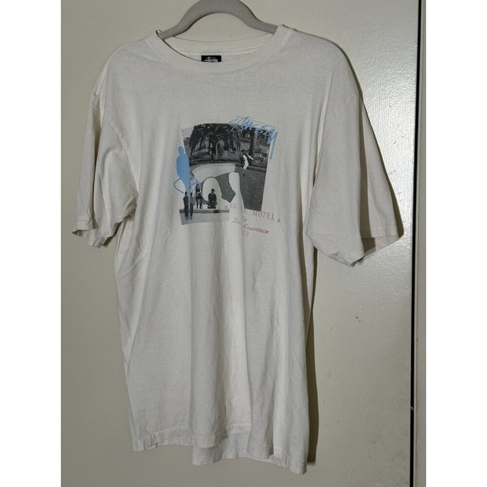 STÜSSY PINK MOTEL ~ Lance Mountain PIG. DYED TEE NATURAL MEDIUM SS22